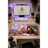 Zng Design Home Anime Scholl-Cafe Collection 80X40 cm Büyük Boy Gaming Mousepad Kaymaz Taban Deskmat - Gri