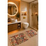 Zng Design Home Banyo Paspası 2'li Set Kahverengi Kaymaz Tabanlı ve Yıkanabilir 60X90 cm - 50X60 cm