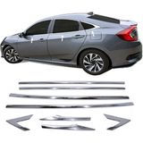 ZNZ Oto Aksesuar Honda Civic 2016 Sonrası Krom Cam Çıtası 8 Parça P.çelik