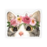 Zobar Markt Zobarmarkt Çiçekli Kedi Defter Ajanda Planner Bullet Journal Laptop Sticker 5 cm