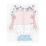 Zobar Markt Zobarmarkt Kitap Okuyan Kız Defter Ajanda Planner Bullet Journal Laptop Sticker, 7 cm