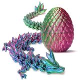Zobetro Yumurta İçinde 3D Baskılı Ejderha, Ejderha Yumurtalı Tam Mafsallı Ejderha Kristal Ejderha, Güzel Esnek Kristal Ejderha Heykelcik Dekoru, Parti Hediyeleri Paskalya Sepeti Dolgular (Sarı ve