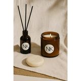 Zoe Çubuklu Oda Kokusu-Vanilyalı Mum ve Çörek Otlu Sabun Seti - Soft Linen ve Amber Kokulu 100 ml