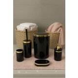 Zoe Home 5 Parça Lüks Wc Seti Altın Detaylı Modern Banyo Aksesuar Seti