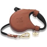Zoe Pet Atelier Taba Deri Otomatik Köpek Uzatma Tasması - Standart