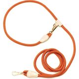 Zoe Pet Atelier Turuncu Bej Paracord ve Deri Eller Serbest Köpek Göğüs Tasması - Standart