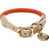 Zoe Pet Atelier Turuncu Bej Paracord ve Deri Köpek Boyun Tasması