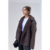 zoezoe Else Acı Kahve Süet Dokulu İçi Peluş Kürklü Oversize Zr Model Mont Kaban