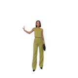 zoezoe KADIN SİMLİ MODAL KUMAŞ CROP BUSTİYER/PALAZZO PANTOLON İKİLİ TAKIM yağyeşili S