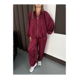 zoezoe OVERSİZE FERMUARLI BOMBER PANTOLON İKİLİ TAKIM Bordo M