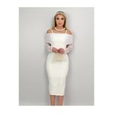 zoezoe TÜL KOL VE İNCİ ÇAKIM DETAYLI ASKILI ŞIK ÖZEL GÜN ELBİSE (düğün/davet/isteme/mezuniyet/nikah) Beyaz L