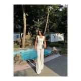 zoezoe Yelek Pantolon Kare Yaka Takım Krem M