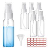 Zoizocp Sprey Şişeleri, 2 oz/50 ml Şeffaf Boş İnce Sis Plastik Mini Seyahat Şişesi Seti, 2 adet Huni ve 24 adet Etiketli Küçük Doldurulabilir Sıvı Kapları (6'lı Paket)