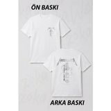 Zoka Wear Classic Metallica Guitar Ön ve Sırt Baskılı Tişört - Beyaz - L - XL