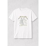Zoka Wear Heavy Metal Music Metallica And Justice For All Vintage Baskılı Tişört - Beyaz - L - XL