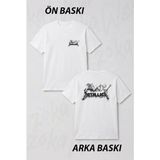 Zoka Wear Metallica 4 Ön ve Sırt Baskılı Tişört - Beyaz - L - XL