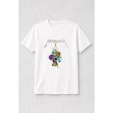 Zoka Wear Metallica Baskili Unisex Baskılı Tişört - Beyaz - L - XL
