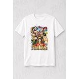 Zoka Wear One Piece Hasir Sapka Korsanlari Anim Baskılı Tişört - L - XL - Beyaz