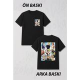 Zoka Wear One Piece Hasir Sapka Korsanlari Anime Karakter Baskili Ozel Tasarim Tisort ZOKAWTS3329 Ön ve Sırt Baskılı Tişört - S - M - Siyah