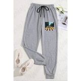 Zoka Wear Unisex Dinosaur Chicken Nuggets Baskılı Eşofman Altı - Gri - L - XL