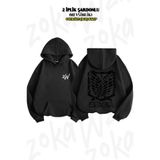 ZOKAWEAR Oversize Attack On Titan Manga Sırt Baskılı Kapüşonlu Sweatshirt (2 İplik)