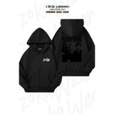 ZOKAWEAR Oversize Band Nirvana Sırt Baskılı Fermuarlı Kapşonlu Siyah Hırka (2 İplik)