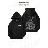 ZOKAWEAR Oversize Berserk Guts (İLK SEZON) Sırt Baskılı Fermuarlı Kapşonlu Siyah Hırka (2 İplik)