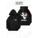 ZOKAWEAR Oversize Bleach Ichigo Kurosaki (hollow Maske) Sırt Baskılı Fermuarlı Kapşonlu Siyah Hırka (2 İplik)