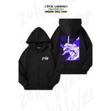 ZOKAWEAR Oversize Eva 01 Evangelion Sırt Baskılı Fermuarlı Kapşonlu Siyah Hırka (2 İplik)