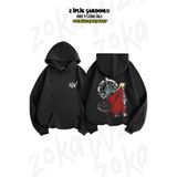 ZOKAWEAR Oversize Full Metal Alchemist Edward Ve Alphonse Sırt Baskılı Kapüşonlu Sweatshirt (2 İplik)