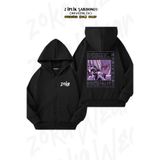 ZOKAWEAR Oversize Kurapika V2 Hunter X Hunter Sırt Baskılı Fermuarlı Kapşonlu Siyah Hırka (2 İplik)