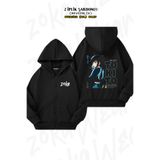 ZOKAWEAR Oversize Muichiro Tokito Demon Slayer Sırt Baskılı Fermuarlı Kapşonlu Siyah Hırka (2 İplik)