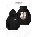 ZOKAWEAR Oversize One Piece Monkey D. Luffy v2 Sırt Baskılı Fermuarlı Kapşonlu Siyah Hırka (2 İplik)