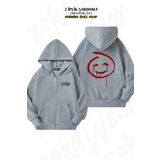 ZOKAWEAR Oversize Red John The Mentalist Sırt Baskılı Fermuarlı Kapşonlu Gri Hırka (2 İplik)