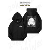 ZOKAWEAR Oversize Spy X Family Anya Forger (heh Heh) v2 Sırt Baskılı Fermuarlı Kapşonlu Siyah Hırka (2 İplik)