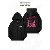 ZOKAWEAR Oversize Stage Gorillaz Sırt Baskılı Fermuarlı Kapşonlu Siyah Hırka (2 İplik)