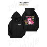 ZOKAWEAR Oversize The Many Words Of Pinkie Pie Mlp Sırt Baskılı Fermuarlı Kapşonlu Siyah Hırka (2 İplik)