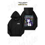 ZOKAWEAR Oversize The Many Words Of Rarity Mlp Sırt Baskılı Fermuarlı Kapşonlu Siyah Hırka (2 İplik)
