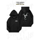 ZOKAWEAR Oversize Toji Fushiguro Jujutsu Kaisen Manga Sırt Baskılı Fermuarlı Kapşonlu Siyah Hırka (2 İplik)