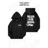 ZOKAWEAR Oversize Vinland Saga Thorfinn (Manga) Sırt Baskılı Fermuarlı Kapşonlu Siyah Hırka (2 İplik)