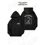 ZOKAWEAR Oversize Whisky Bojack Horseman Sırt Baskılı Fermuarlı Kapşonlu Siyah Hırka (2 İplik)