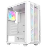 Zoko Hunter 4x12 CM ARGB Fan Mesh Panel Temperli Cam Bilgisayar Kasası Beyaz