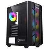 Zoko Hunter 4x12 CM ARGB Fan Mesh Panel Temperli Cam Bilgisayar Kasası Siyah