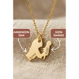 ZOLESSA Kadın 925 Ayar Gümüş Charmlı Gold Rengi Kişiye Özel Anne Bebek İsim Yazılı Anı Kolyesi İsim Kolye