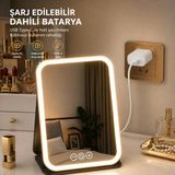 Zoli LED Işıklı Makyaj Aynası Şarjlı Dokunmatik 3 Işık Modlu- Şarj Edilebilir Kılıflı Ledli Makyaj Aynası