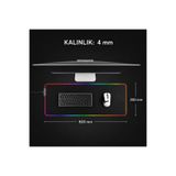 Zoli Rgb LED Işıklı Oyuncu Mouse Pad 80X30 cm 4 mm Xl Kaymaz Su Geçirmez Klavye Mouse Pedi