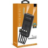 Zoli Solar Enerji Destekli 20000 Mah Powerbank 4 Dahili Şarj Kablo ve Led El Feneri Özellikli - Siyah