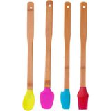 Zolly 4'lü Bambu Spatula Seti, Silikon Uçlu, 30 x 3 cm - 0 - 1 lt