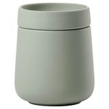 Zone Denmark Nova One kapaklı saklama kutusu, pamuk pedleri ve pamuklu çubuklar gibi banyo malzemelerini saklamak için seramik kutu, çap 8,4 cm, yükseklik 10 cm, kapasite 290 ml, Matcha Green