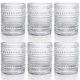 ZOOFOX 6'lı Set Romantik Su Bardağı, 340 ml Hobnail Bardağı, Bardak, Şeffaf Kabartmalı Vintage Cam Eşya Seti Bira, Kokteyl, Soda, İçecek için